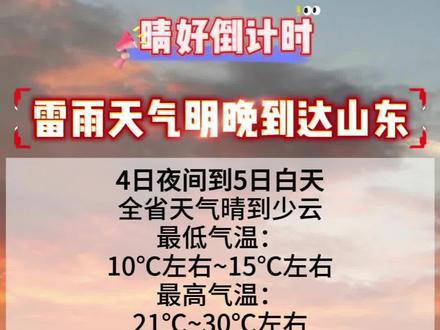 晴好倒计时!雷雨天气明晚再到山东!#雷雨#大风