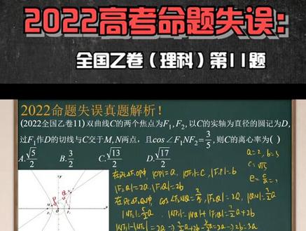 2022高考命题失误:一道题目,两个答案! #高考命题失误 #2022全国乙卷 #双曲线离心率