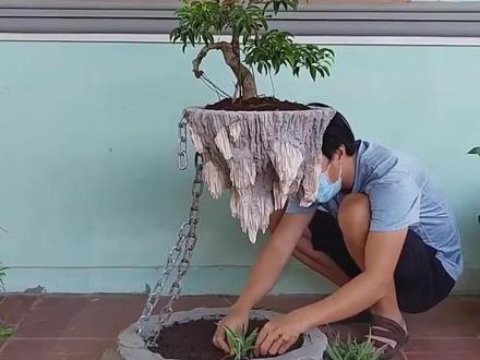 一条铁链制作悬浮盆栽,简直太有创意了,你知道是什么原理吗?#手工制作 #制作过程 #创意 #diy