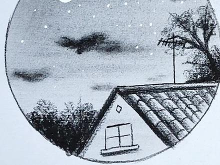 仰望星空 如此美丽的风景 教你画星空画#零基础学画画 #素描风景画 #画画 #美术生 #星空画