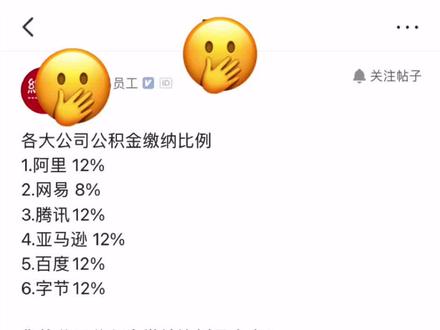 各个大公司公积金缴存比例,你的缴存比例是多少?