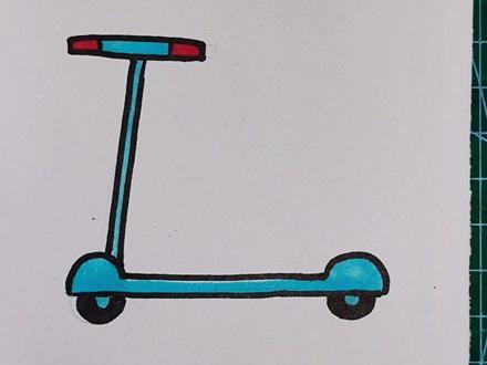 滑板车怎么画?#画画 #绘画教程 #简笔画 #一起学画画 #每日一画