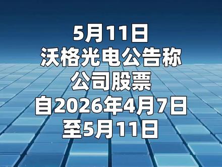 沃格光电:股价短期涨幅较大 玻璃基业务尚处早期阶段 5月11日,沃格光电公告称,公司股票自2026年4月7日至5月11日累计涨幅达143.25%,期间触及2次异常波动。公司关注到近期市场对玻璃基在半导体先进封装领域应用的关注度较高。目前,公司在泛半导体领域的业务尚处于早期阶段,相关产品技术仍处于研发验证或送样验证阶段,尚未形成规模化工业量产,营收规模占比极低,敬请广大投资者注意相关风险。