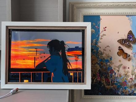 利用太阳能板制作一幅灯光画#画画 #创意画 #夕阳