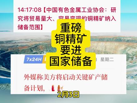 铜精矿要进国家储备