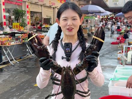 今天摆摊卖虾中巨无霸——波士顿龙虾#摆摊 #响应国家号召摆地摊 #波士顿龙虾 #三农