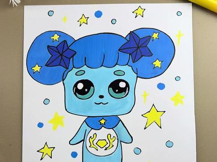 我和同桌比赛画信信萌可,你们觉得谁画的好看#可爱简笔画#慕多星丙烯马克笔 #儿童绘画 #卡通绘画 #简笔画