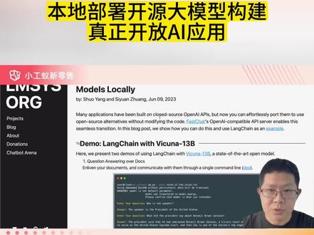 本地部署开源大模型构建真正开放AI应用 #小工蚁 #fastchat #langchain