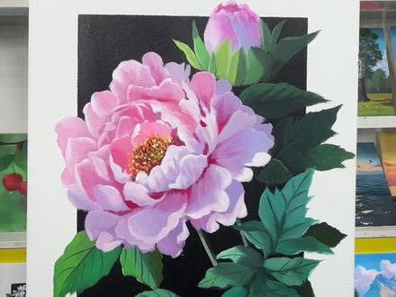 牡丹花|丙烯画手绘教程 #丙烯画#绘画 #手绘 #跟着抖音学画画 #鲜花