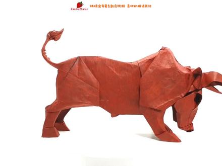 立体折纸之奔跑的野牛,需要一些耐心,还是会学会的