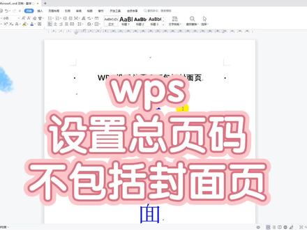 wps word设置总页码不包括封面页#学会快去试试吧🔥 #word #wps排版教程 #wps实用办公技巧 #wps页眉页脚
