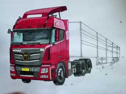 手绘欧曼GTL超能版高栏式半挂牵引车,感谢大家的支持