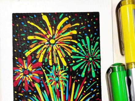 2026新年烟花,顺顺顺顺#画画 #绘画过程#烟花画法