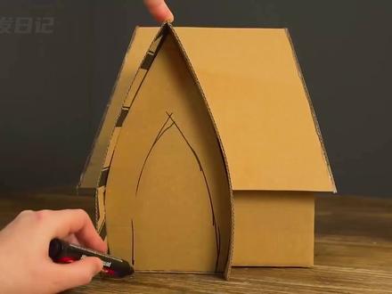 用废旧纸板和树枝制作小屋,变废为宝手工纪录片 #纪录片 #手工制作 #手工diy #变废为宝