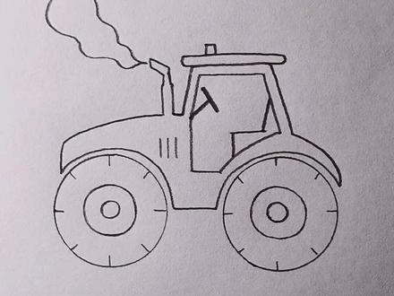 用圆画拖拉机。#简笔画 #画画