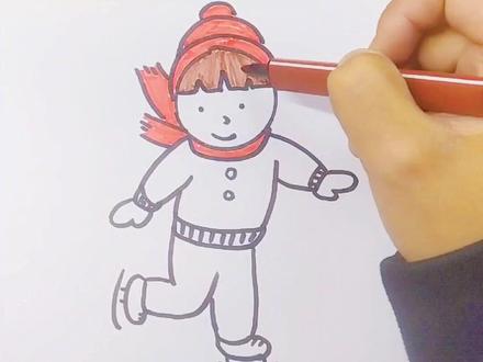 画一个滑冰的小女孩吧#简笔画 #画画使我快乐 #简笔画教程