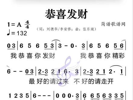 刘德华-恭喜发财#简谱#动态谱