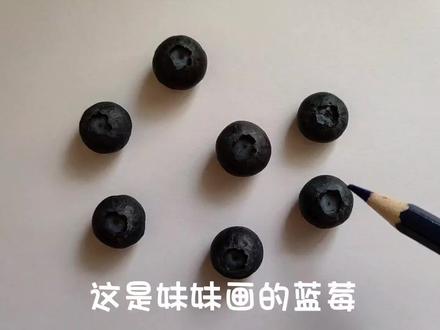 妹妹画的蓝莓VS姐姐画的蓝莓,你喜欢谁画的?#油画棒蓝莓 #每日一画 #画画教程