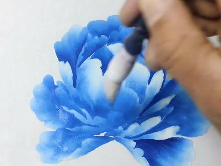 蓝色牡丹画法#一起学画画 #预防疫情愿你安好