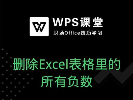 有些时候负数是没有意义可以去掉的,那么如何快速的删除表格里的负数呢? #excel教程 #WPS教学 #办公技