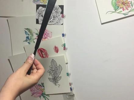 水彩折扇:羡青山有思,白鹤忘机