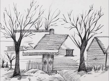 #原创 #手绘 #画画 #一起学习画画 #素描基础 山谷中有一个清净的小村庄,是我美丽的家乡。