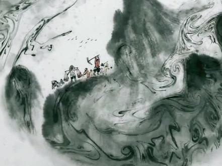 水墨画愚公移山,拍了大半天能换回你两秒的双击吗?@抖音小助手
