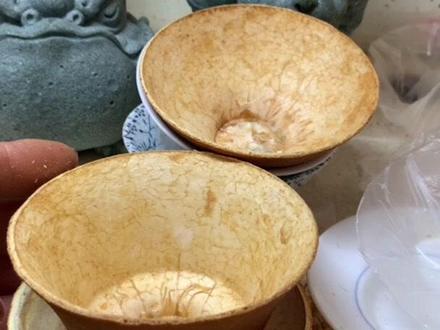 #橘子皮茶具 今天脱胎三个茶具,一个斗笠杯一个盖碗碗体 一个盖碗底托,利用上了一个小工具。老规矩有问题@我 保姆级教程……..#大漆