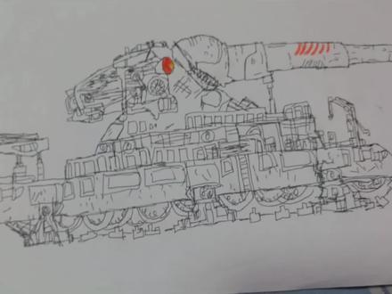 手绘日本冲绳巨炮,今天画的,哈哈