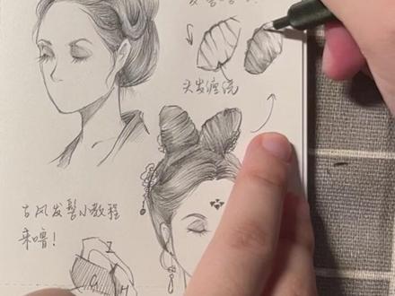 古风发髻小教程!#教程 #古风 #手绘 #图文伙伴计划