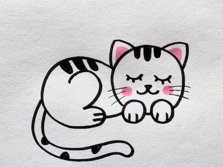 写数字300画可爱的小猫咪,一看就会。#简笔画 #一学就会的简笔画 #画画