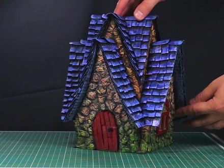 废旧纸板制作的小屋,手工DIY,创意亲子手工 #手工DIY #亲子手工 #创意手工