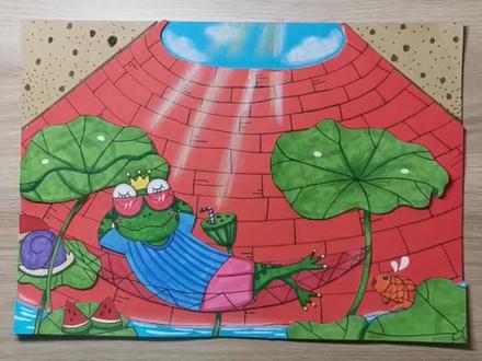 #故事画 #儿童画 成语故事画『井底之蛙』这片阳光你可喜欢?