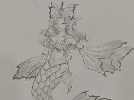 一分钟教会你画超简单的美人鱼#画画 #零基础学画画 #简笔画 #绘画