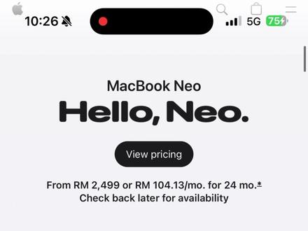 苹果史上最便宜的 MacBook 真的来了!MacBook Neo售价竟然只要 🐎🖊️2,499 起!
航空级铝金属机身,这次给了 4 款超亮眼的配色:银色、粉、黄色和蓝色。采用了 13 寸无刘海 Liquid Retina 屏。搭载 A18 Pro 芯片,没错,就是 iPhone 16 Pro 同款心脏。
机身带 2 个 USB-C 口,还有支持杜比全景声的侧置扬声器。
基础版 🐎🖊️2,499 只有 256GB,想要 512GB 存储和 Touch ID 指纹识别,直接上🐎🖊️2,899 的高配版。
#macbookneo #macbook #苹果 #苹果笔电