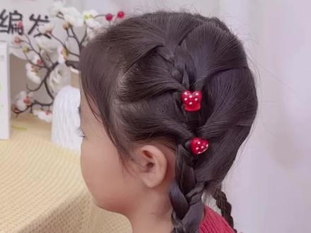 家有女宝必学!新年氛围感扎发,好看极了#儿童编发 #编发教程 #新年发型 #过年发型