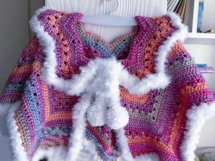 #斗篷 #手工#领子
七星斗篷领子钩织教程五