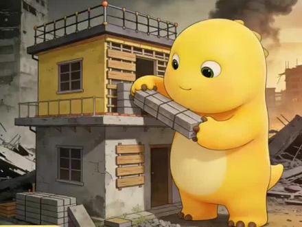 末日守护.奶龙的安全屋建造 三人集合找到一处安全屋。#奶龙 #安全屋 #末日 #生存 #庇护所