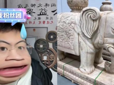 直播间惊现老九门!硕大的断臂观音,镇墓兽,清代的石雕大象震惊全网!#听泉