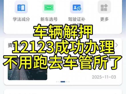 #车辆解押 线上成功办理车辆解押,不用来回跑了