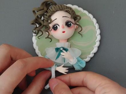 马尾辫女孩儿冰箱贴教程#手工diy #手工 #超轻粘土手工 #冰箱贴 #可爱 #治愈