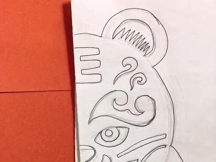 对称剪纸虎,简单易学一看就会,手绘线稿模板,虎年剪只虎头虎脑的小老虎剪纸#你手机中的这一年 #非遗剪纸 #手工 #中国风 #传统文化 #剪纸 #剪纸教程 #画画 #手工制作