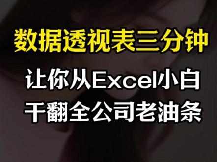 数据透视表三分钟,让你从Excel小白干翻全公司老油条 #excel技巧 #办公技巧 #数据透视表 #职场加分技能 #office办公技巧