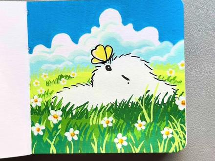 丙烯马克笔画治愈系草坪小狗,简单又有趣!#丙烯马克笔 #画画教程 #零基础学画画