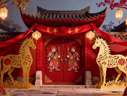 一张图片生成ae质感的春节主题动态视频, AI制作马年春节主题动态视频,首尾帧,智能多帧一键生成,马节年会视频,#马年年会 #AI创作者浪潮计划 #AI教程 #马年动画