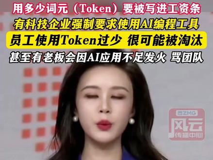 用多少词元(Token)要被写进工资条,有科技企业强制要求使用AI编程工具,员工使用Token过少 很可能被淘汰,甚至有老板会因AI应用不足发火 骂团队 #ZMG风云传播中心 (编辑:何佳妮)