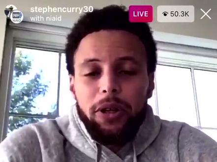 库里连线病毒专家学习知识:新冠病毒要比流感严重10倍