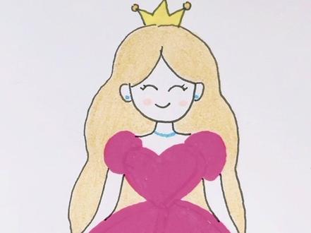 两个人一颗心画小公主,不信你不会#简笔画 #一起学画画 #儿童简笔画 #创意美术 #绘画教程