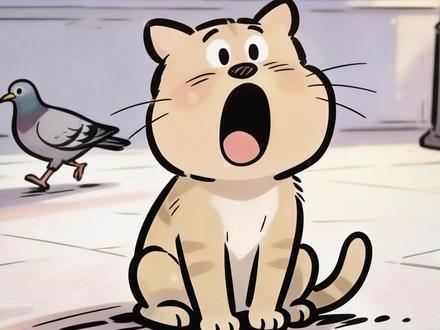 小猫:“难道我是饿出幻觉了?有这么勇敢的鸟吗?” #流浪猫 #小猫咪能有什么坏心眼 #猫咪的迷惑行为 #猫咪日常 #画画