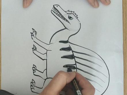 【简笔画恐龙】教你快速画一只棘背龙#简笔画 #棘背龙 #恐龙 #儿童美术